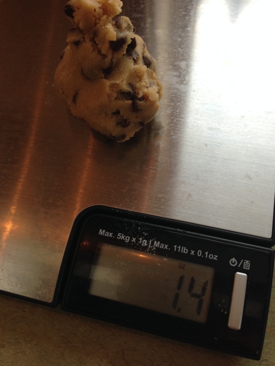 Weighing the dough balls.